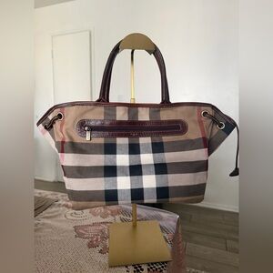 Burberry Beige and Brown Checkered Tote